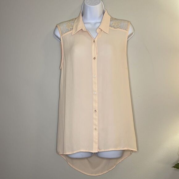 Foreverâ21âCream LaceâButtonâDownâBlouse - Picture 2 of 10